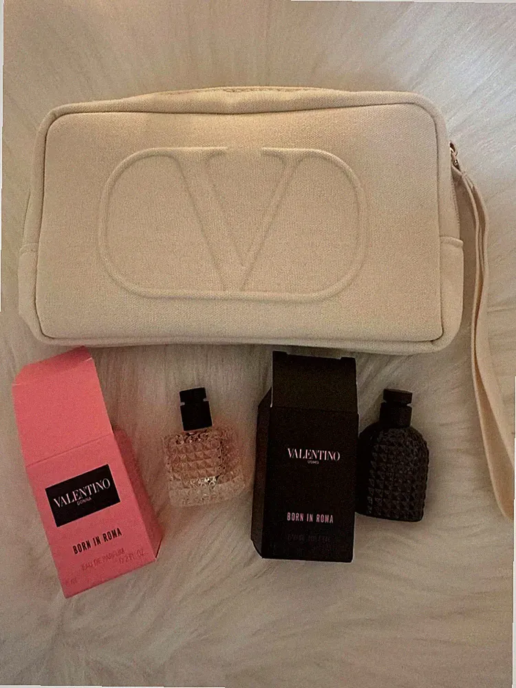 AUTHENTIC Valentino Born in Roma Mini Set Perfume EDP & Uomo EDT Pouch Travel